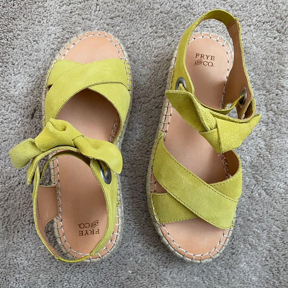 Frye yellow sandals with bow